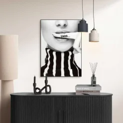 Reinders Schilderij Ssshhh! - 70 x 50cm - Zwart-Wit