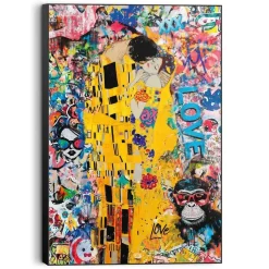 Reinders Schilderij The Modern Kiss - 90 x 60cm - Geel Outlet