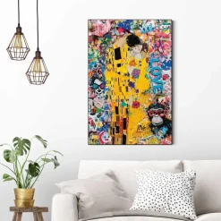 Reinders Schilderij The Modern Kiss - 90 x 60cm - Geel Outlet