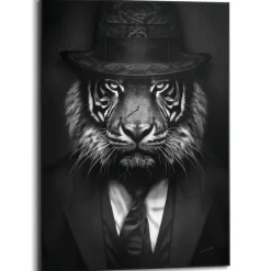 Reinders Schilderij Tiger Man - 70 x 50cm - Zwart-Wit Best