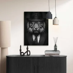 Reinders Schilderij Tiger Man - 70 x 50cm - Zwart-Wit Best