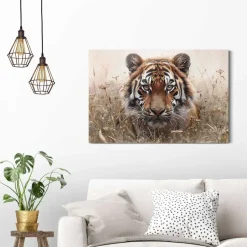 Reinders Schilderij Tijger op jacht - 60 x 90cm - Bruin