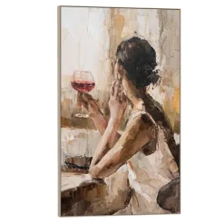 Leen Bakker Schilderij Vrouw met wijn - MDF - 118x70 cm