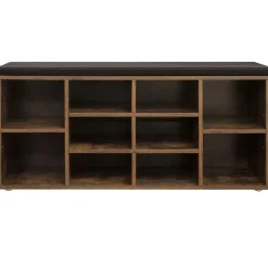 ACAZA Schoenenbank - met kussen - 10 vakken - 104x48x30 cm - vintage bruin New