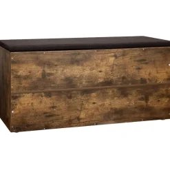 ACAZA Schoenenbank - met kussen - 10 vakken - 104x48x30 cm - vintage bruin New