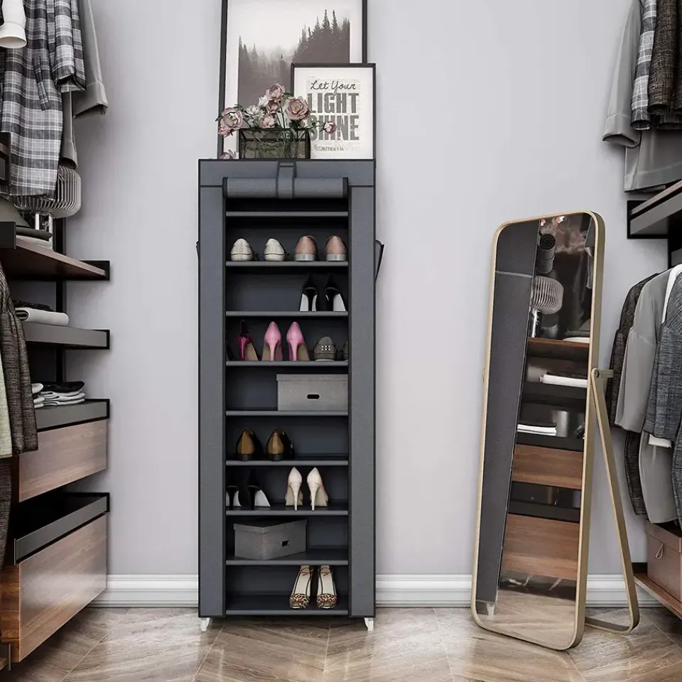 ACAZA Schoenenkast - 10 Niveaus - tot 27 Paar Schoenen - 58x160cm - Grijs Sale