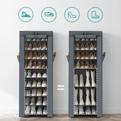 ACAZA Schoenenkast - 10 Niveaus - tot 27 Paar Schoenen - 58x160cm - Grijs Sale