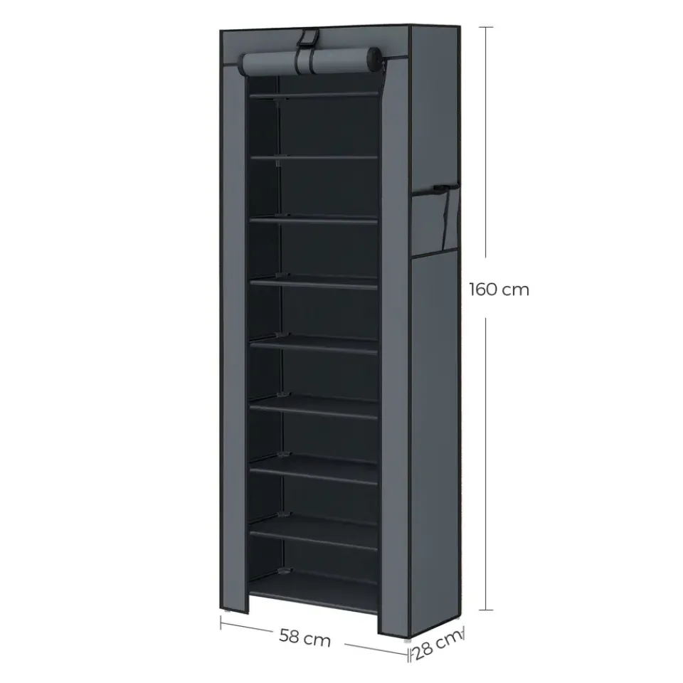 ACAZA Schoenenkast - 10 Niveaus - tot 27 Paar Schoenen - 58x160cm - Grijs Sale