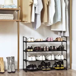 ACAZA Schoenenrek - 4 niveaus - metaal - 92x73x30 cm - zwart Online