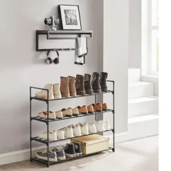 ACAZA Schoenenrek - 4 niveaus - metaal - 92x73x30 cm - zwart Online