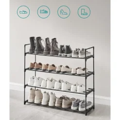 ACAZA Schoenenrek - 4 niveaus - metaal - 92x73x30 cm - zwart Online