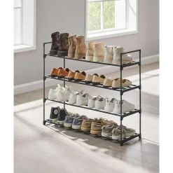 ACAZA Schoenenrek - 4 niveaus - metaal - 92x73x30 cm - zwart Online