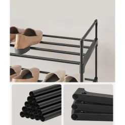 ACAZA Schoenenrek - 4 niveaus - metaal - 92x73x30 cm - zwart Online