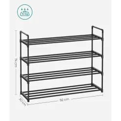 ACAZA Schoenenrek - 4 niveaus - metaal - 92x73x30 cm - zwart Online