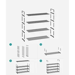 ACAZA Schoenenrek - 4 niveaus - metaal - 92x73x30 cm - zwart Online