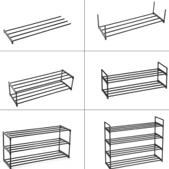 ACAZA Schoenenrek - 4 niveaus - metaal - 92x73x30 cm - zwart Online