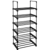 Merkloos Schoenenrek - 6 Vakken - Schoenenopberger - 30 x 45 x 106 cm - Metaal - Zwart New