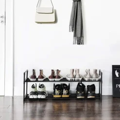 Merkloos Schoenenrek - stapelbaar - 2 niveaus - 92x33x30 cm - zwart Outlet