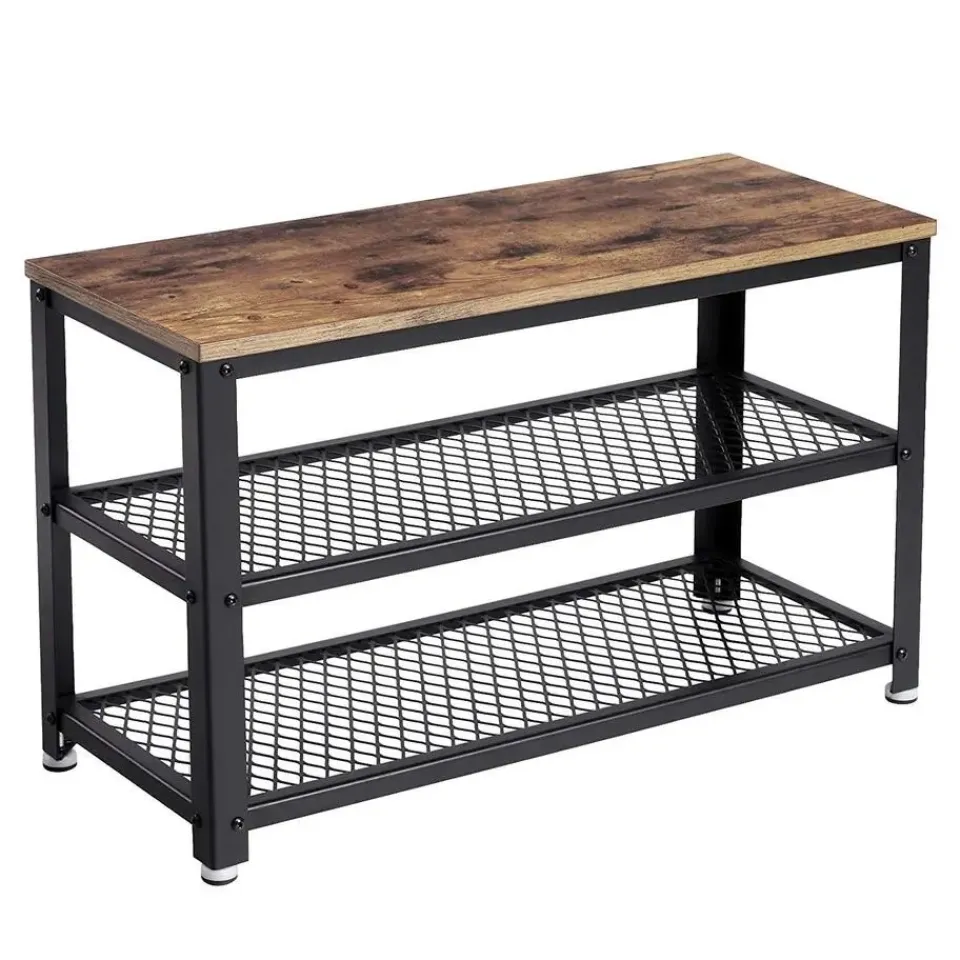 Merkloos Schoenenrek - vintage - 73x45x30 cm - vintage bruin Clearance