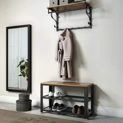 Merkloos Schoenenrek - vintage - 73x45x30 cm - vintage bruin Clearance