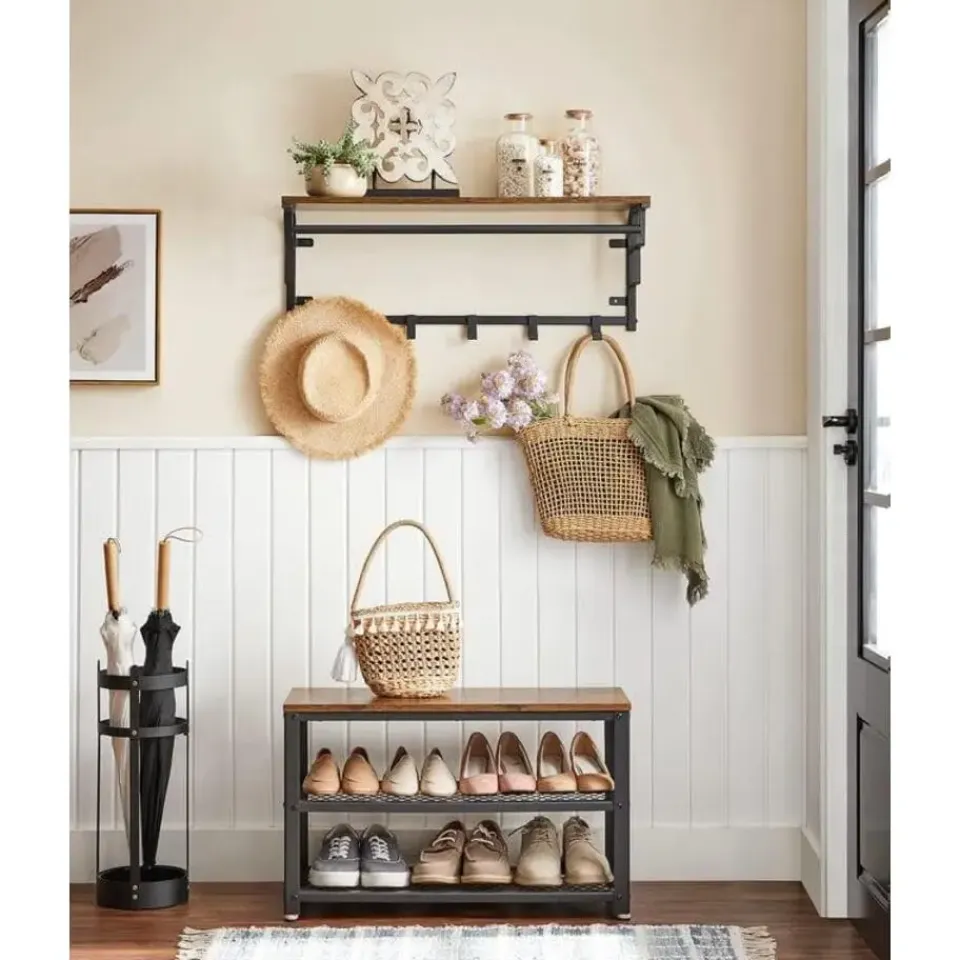 Merkloos Schoenenrek - vintage - 73x45x30 cm - vintage bruin Clearance