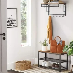 Merkloos Schoenenrek - vintage - 73x45x30 cm - vintage bruin Clearance