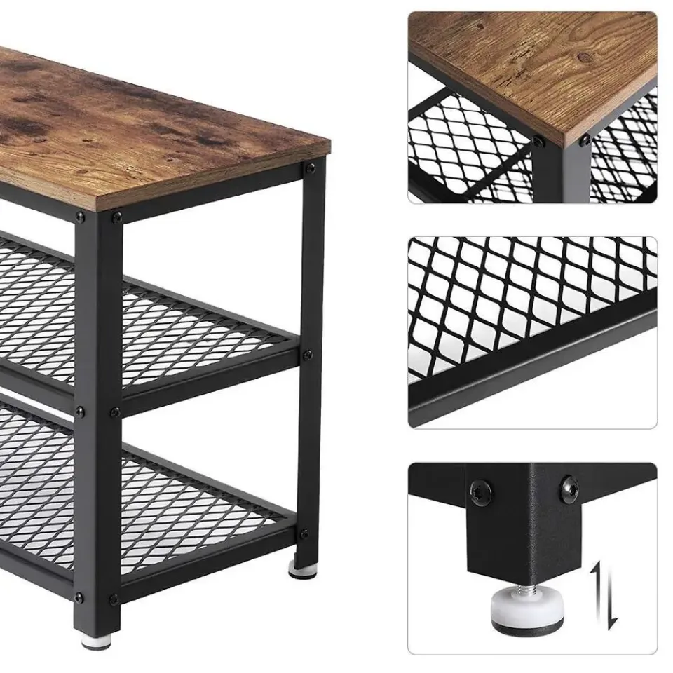 Merkloos Schoenenrek - vintage - 73x45x30 cm - vintage bruin Clearance