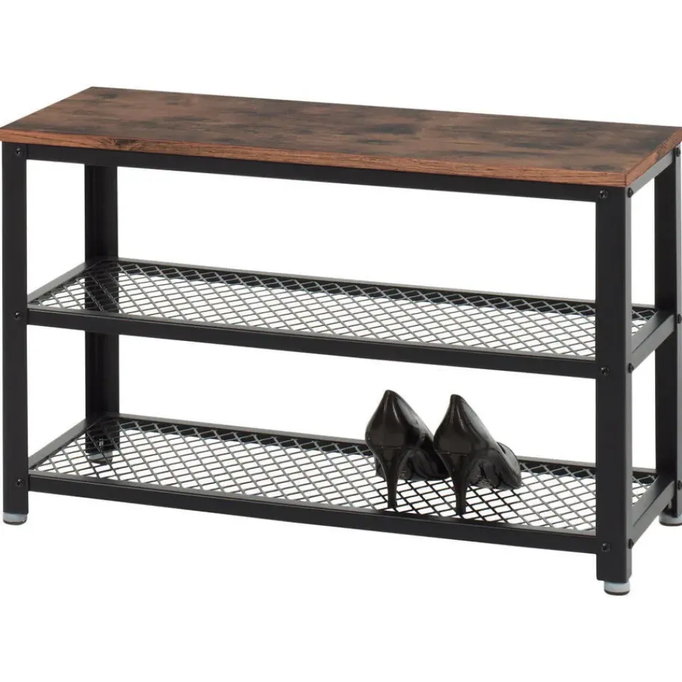 Merkloos Schoenenrek - vintage - 73x45x30 cm - vintage bruin Clearance