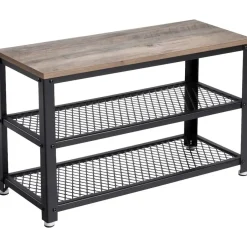 Dok Home Schoenenrek met 2 legplanken - Schoenenbank - Industrieel design - Grijs-Zwart