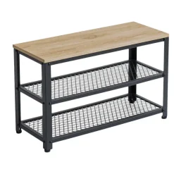 Merkloos Schoenenrek met Industriële Look - Zwart Frame - 73x30x45cm Outlet