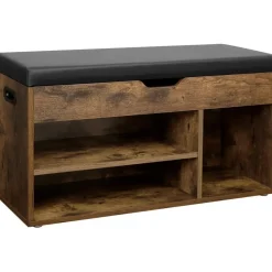 Merkloos Schoenenrek met zitbank - schoenenkast - schoenenbank met kussen - bruin