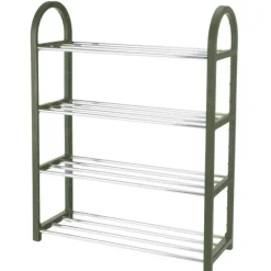 Merkloos Schoenenrek/schoenenstandaard - 4-laags - grijs - 50 x 19 x 65 cm Discount