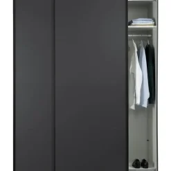 Leen Bakker Schuifdeurkast Bergamo - antraciet - 221x178,5x66,6 cm Discount