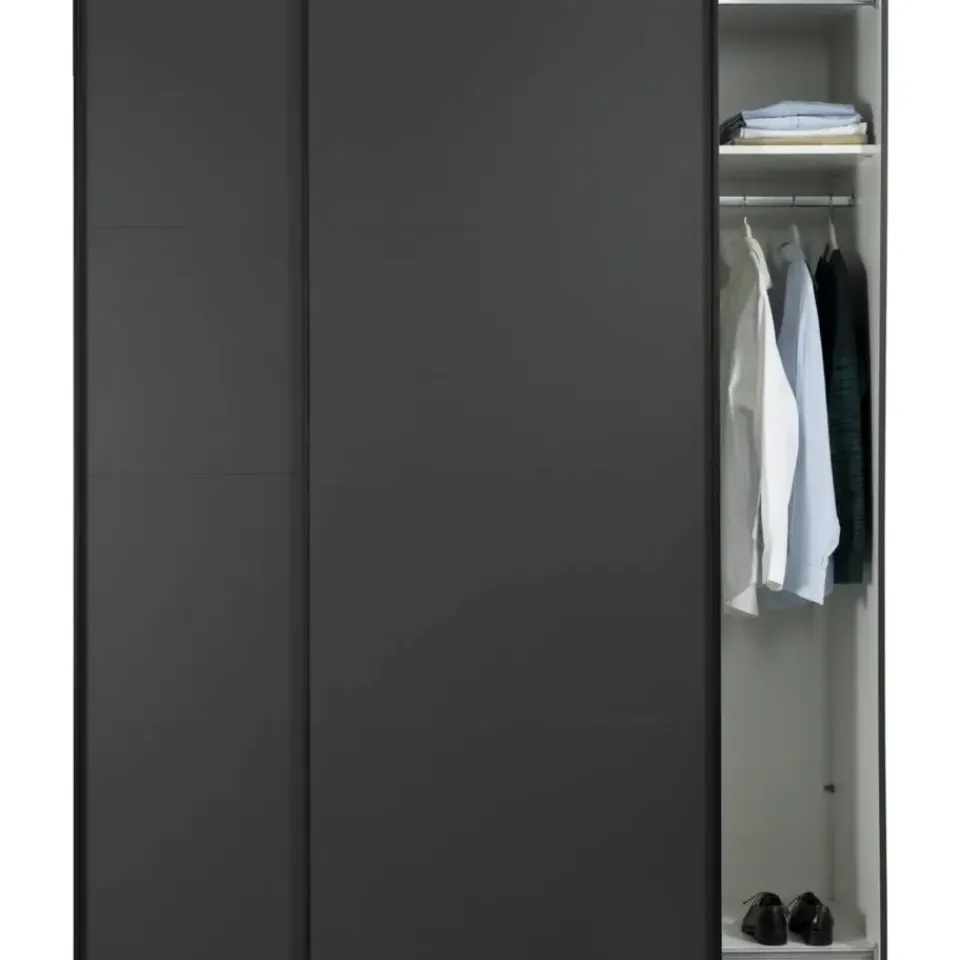 Leen Bakker Schuifdeurkast Bergamo - antraciet - 221x178,5x66,6 cm Discount