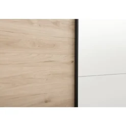 Leen Bakker Schuifdeurkast Bergamo - eikenkleur/spiegel - 221x178,5x66,6 cm