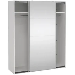 Leen Bakker Schuifdeurkast Bergamo - wit/spiegel - 221x178,5x66,6 cm