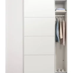 Leen Bakker Schuifdeurkast Bergamo - wit/spiegel - 221x178,5x66,6 cm