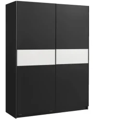 Leen Bakker Schuifdeurkast Genua - antraciet/wit - 204x150x60 cm Clearance