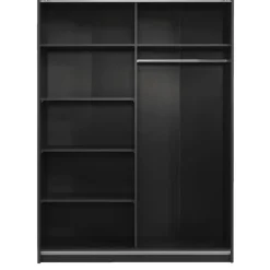 Leen Bakker Schuifdeurkast Genua - antraciet/wit - 204x150x60 cm Clearance