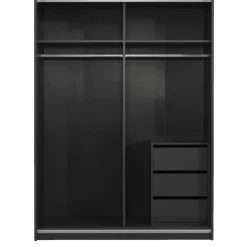 Leen Bakker Schuifdeurkast Genua - antraciet/wit - 204x150x60 cm Clearance