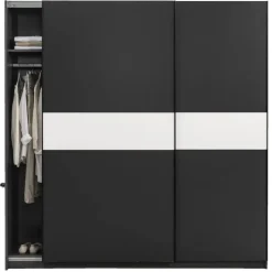 Leen Bakker Schuifdeurkast Genua - antraciet/wit - 204x200x60 cm Outlet