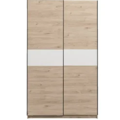 Leen Bakker Schuifdeurkast Genua - eikenkleur/wit - 204x122x60 cm Online