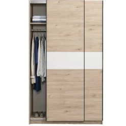 Leen Bakker Schuifdeurkast Genua - eikenkleur/wit - 204x122x60 cm Online