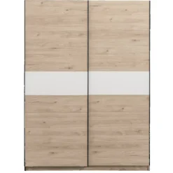 Leen Bakker Schuifdeurkast Genua - eikenkleur/wit - 204x150x60 cm Clearance