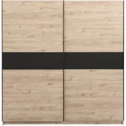 Leen Bakker Schuifdeurkast Genua - eikenkleur/antraciet - 204x200x60 cm Best