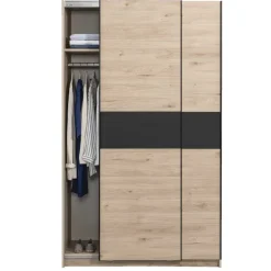 Leen Bakker Schuifdeurkast Genua - eikenkleur/antraciet - 204x122x60 cm Online