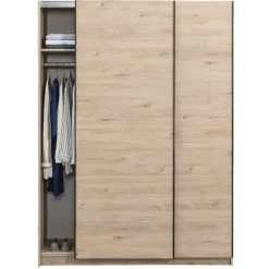 Leen Bakker Schuifdeurkast Genua - eikenkleur - 204x150x60 cm Clearance