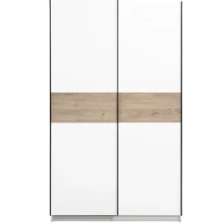 Leen Bakker Schuifdeurkast Genua - wit/eikenkleur - 204x122x60 cm New