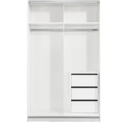 Leen Bakker Schuifdeurkast Genua - wit - 204x122x60 cm Hot