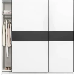 Leen Bakker Schuifdeurkast Genua - wit/antraciet - 204x200x60 cm Clearance